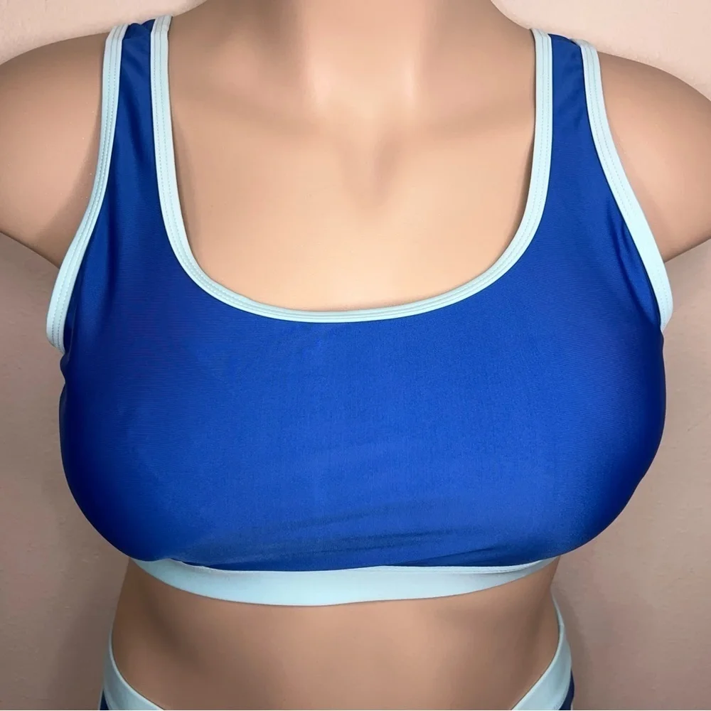 New Size XL Baleaf Bikini Set 2 Piece Blue Two Tone Colorblock UPF 50 Swimwear